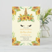 ひまわりフローラユニコーンイエローカワイイ女子 招待状 (スタンド正面)