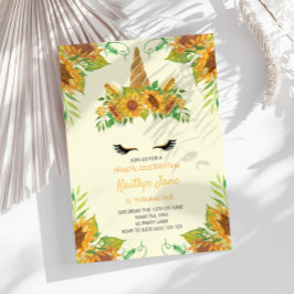 ひまわりフローラユニコーンイエローカワイイ女子 招待状