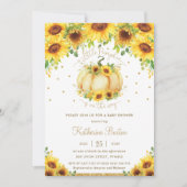 ひまわりフローラリトルカボチャ赤ちゃんシャワーガール 招待状 (正面)