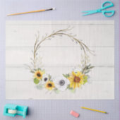 ひまわりフローラリースアネモネ葉デコページ 薄葉紙 (クラフト)