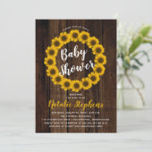 ひまわりフローラリースウッドベビーシャワー招待状 招待状 (スタンド正面)