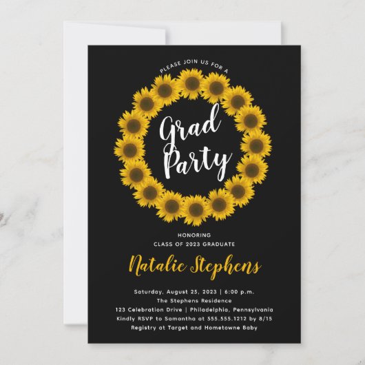 ひまわりフローラリース卒業パーティー 招待状 (正面)