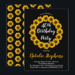 ひまわりフローラリース誕生日パーティーへの招待 招待状<br><div class="desc">日当たりの良いヒマワリリースとパターン黄金色、黒と白のバースデーパーティ招待状。ここに40歳の誕生日に表示され、招待は任意の年齢パーソナライズされたのためである。オリジナルデザイン別休日ハートデザイン（すべての権利が留保）。</div>