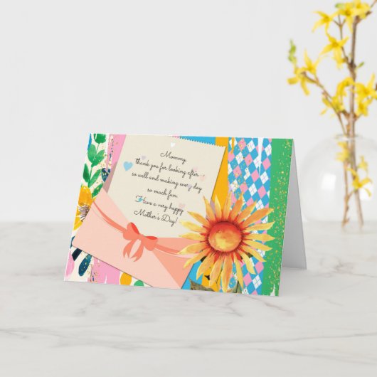 ひまわりフローラレター封筒マザーズデイ カード (黄色い花)