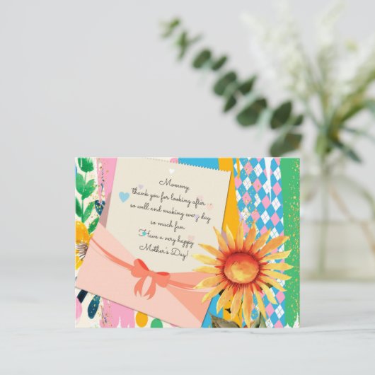 ひまわりフローラレター封筒母の日 ポストカード (スタンド正面)
