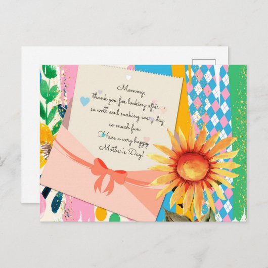 ひまわりフローラレター封筒母の日 ポストカード (正面/裏面)