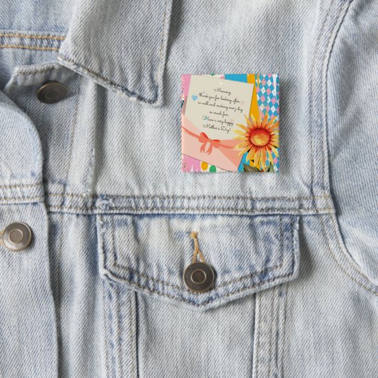 ひまわりフローラレター封筒母の日 缶バッジ (インサイチュ)