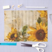 ひまわりフローラヴィンテージ音楽シートephemera 薄葉紙 (クラフト)