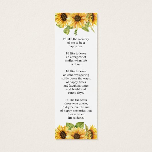 ひまわりフローラ写真葬儀記念しおり (裏面)