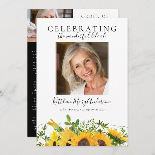 ひまわりフローラ写真葬儀 プログラム (正面/裏面)