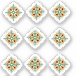 ひまわりフローラ手描きドードルシールセット シール