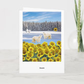 ひまわりフローラ極熊の折り畳みグリーティングカード カード (裏面)