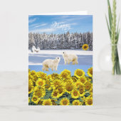 ひまわりフローラ極熊の折り畳みグリーティングカード カード (正面)