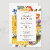 ひまわりフローラ水彩ブライダルシャワー 招待状 (正面/裏面)