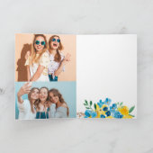 ひまわりフローラ水彩2写真誕生日 カード (内部)