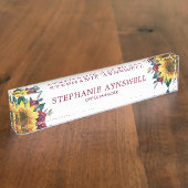 ひまわりフローラ水彩 デスクネームプレート (側面)