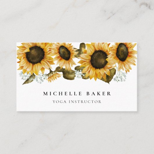 ひまわりフローラ水彩 名刺 (正面)