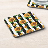 ひまわりフローラ白黒ストライプ コースター (左側)