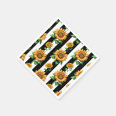 ひまわりフローラ白黒ストライプ スタンダードカクテルナプキン (角)