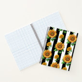 ひまわりフローラ白黒ストライプ ノートブック (内部)