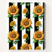 ひまわりフローラ白黒ストライプ ノートブック (裏面)