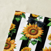 ひまわりフローラ白黒ストライプ ビーチタオル (インサイチュ)