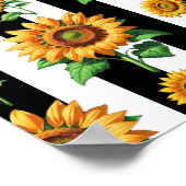 ひまわりフローラ白黒ストライプ ポスター (角)