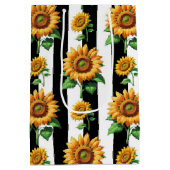 ひまわりフローラ白黒ストライプ ミディアムペーパーバッグ (裏面)