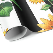 ひまわりフローラ白黒ストライプ ラッピングペーパー (ロールコーナー)