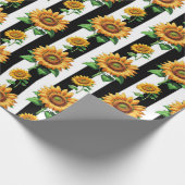 ひまわりフローラ白黒ストライプ ラッピングペーパー (角)