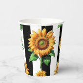 ひまわりフローラ白黒ストライプ 紙コップ (左)
