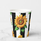 ひまわりフローラ白黒ストライプ 紙コップ (右)