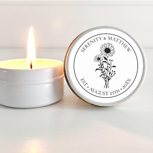 ひまわりフローラ白黒結婚たった今結婚しました ラウンドシール