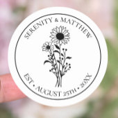 ひまわりフローラ白黒結婚たった今結婚しました ラウンドシール