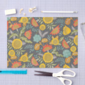 ひまわりフローラ秋ガーデンお洒落ボタニカル 薄葉紙 (クラフト)