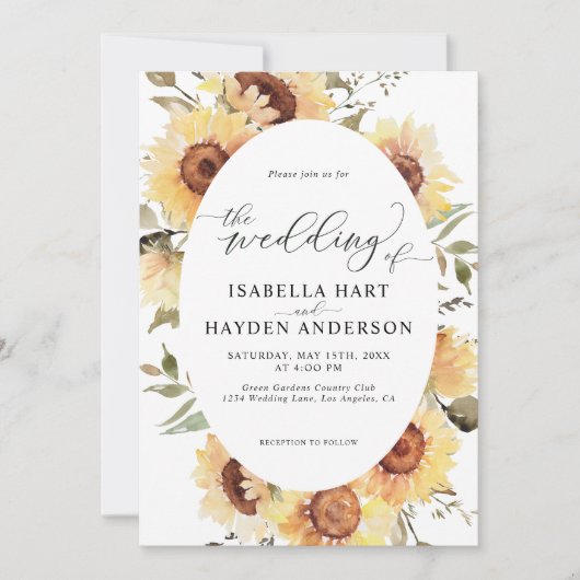 ひまわりフローラ秋サマー素朴ボホ結婚ズ 招待状 (正面)