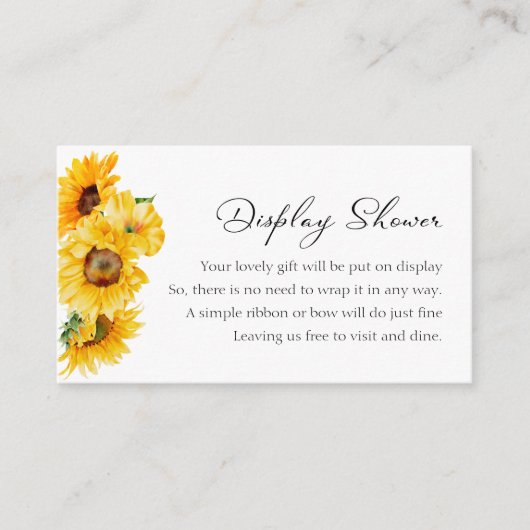 ひまわりフローラ秋ブライダルシャワー表示シャワー エンクロージャーカード (正面)