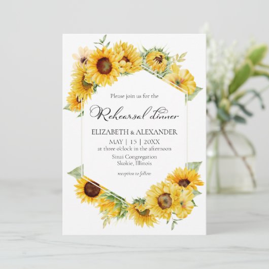 ひまわりフローラ秋結婚のリハーサルディナー 招待状 (スタンド正面)