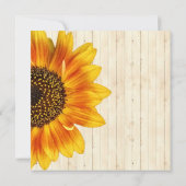 ひまわりフローラ素朴黄結婚色の木材 招待状 (裏面)