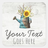 ひまわりフローラ素朴&ウッドヴィンテージコテージ スクエアシール (正面)