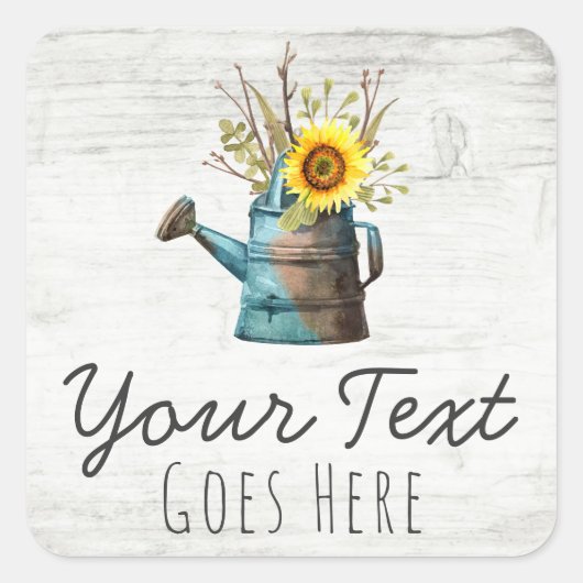 ひまわりフローラ素朴&ウッドヴィンテージコテージ スクエアシール (正面)