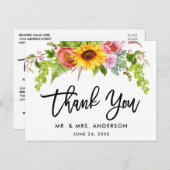 ひまわりフローラ結婚のお礼 ポストカード (正面/裏面)