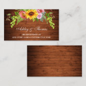 ひまわりフローラ結婚ウッドのレジストリ挿入カード エンクロージャーカード (正面/裏面)