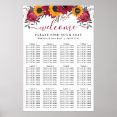 ひまわりフローラ結婚ブルゴーニュのシーティングチャート ポスター (正面)