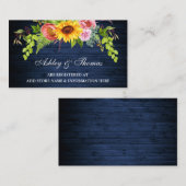 ひまわりフローラ結婚ブルーのレジストリ挿入カード エンクロージャーカード (正面/裏面)