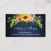 ひまわりフローラ結婚ブルーのレジストリ挿入カード エンクロージャーカード (正面)