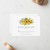 ひまわりフローラ結婚式RSVPカード ノートカード (正面/裏面インサイチュ)