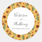 ひまわりフローラ結婚水彩 ラウンドシール (正面)