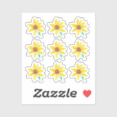 ひまわりフローラ絵を描手水色 シール (シート)