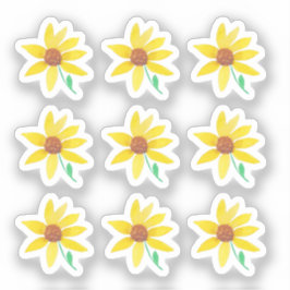 ひまわりフローラ絵を描手水色 シール